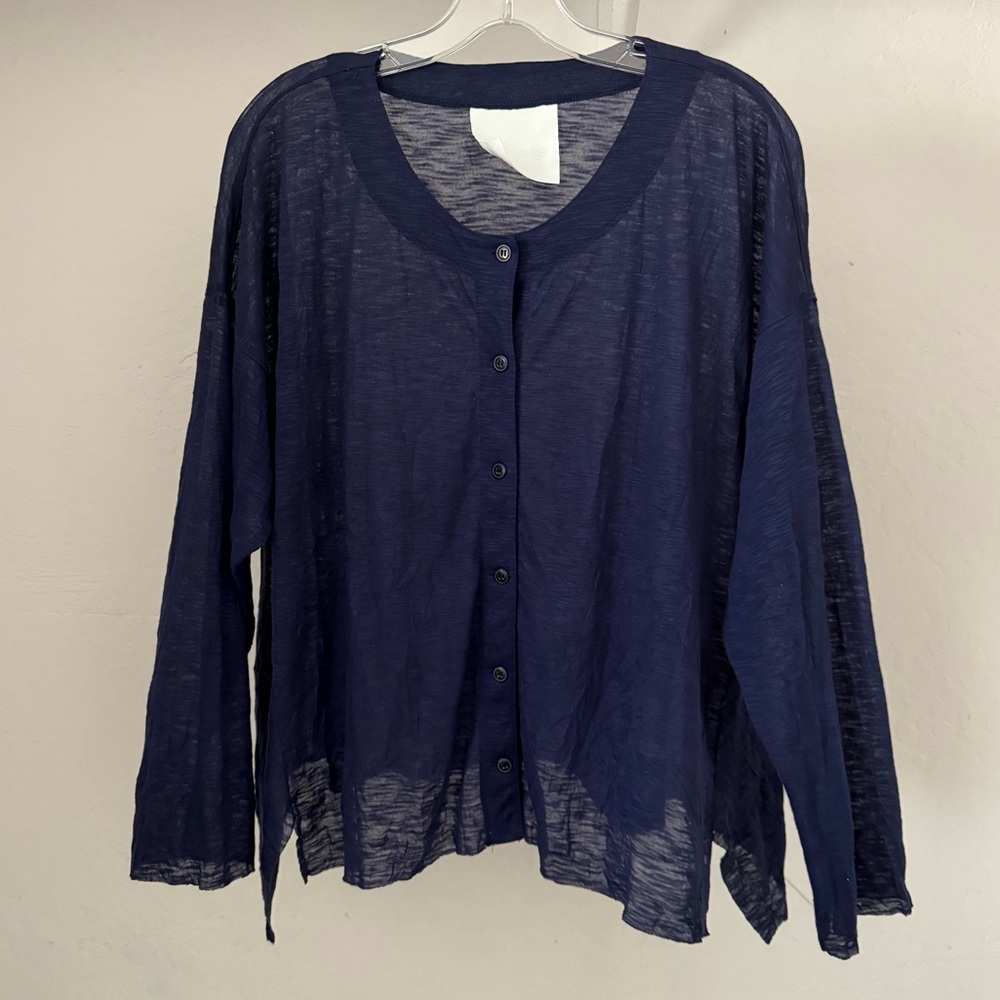 Y2K Blanque Blue Lightweight Button Front Top or Cardigan Size 1